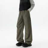 Casual Pants Mens Straight Loose Fit Spring Summer Elastic Waistband Plus Size Patchwork Design Side Pocket Big Size