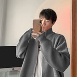 Sweater Jacket Knitted Zipper Cardigan Sweater Stand Collar Solid Color Long Sleeve Thickened Outerwear Casual Sweater Coats Top