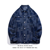 New spring denim jacket man coat Vintage Loose Denim Jacket with Grid Pattern High End American Casual Jean Coat for Men