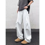 Pantalon Y2K Fashion Pleated White Baggy New Jeans Pants For Men Designer Clothes Straight Wide Leg Casual Long Trousers