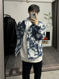 Korean Retro Vintage Jacquard Short Shoulder Pad Denim Jacket Men's American Style High-end Design Street Jacket Aesthetic Chic