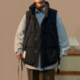 Turtleneck Vests Men Safari Style Loose Lace-up  All-match Daily Autumn Winter Simple Hipster Streetwear Slouchy Students