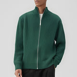 New Korean Fashion Men Cardigan Jacket Light Luxury Trendy Turtleneck Knit Zip-up Long Sleeve Sweater Coat High Quality Knitwear