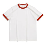 270G Cotton Premium Summer Fashion Patchwork Men's T-shirt Chinese Trendy Couple Style Solid Simple Casual Basic Blank Tees Male