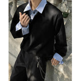 Spring Lapel Hoodie Men Fashion Casual Sweatshirt Men Streetwear Korean Loose Pullover Hoodie Mens Fake Two Pieces Hoody