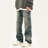 American High Street Trendy Men and Women Trendy Personalized Straight Tube Washed Jeans Couple Loose Retro Casual Pants y2k