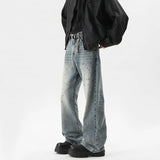 Summer Men's Denim Pants fleck Washed Male Jeans Straight Casual Menwear Loose Wide Leg Trousers 2025 New Fashion