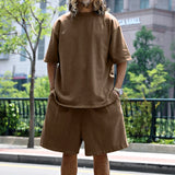Summer New Men's Set Japanese Style Plus Size Casual Loose Sports Suit Short Sleeve T-shirt Shorts Two-piece Men's Clothing