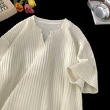 Fashionable High-end V-neck Short-sleeved T-shirt Men's Korean Style Summer Fashion Handsome Clothes Loose Versatile Top Chic