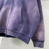 Men's Zip Up Hoodies Tie Dye Washed Double Oversize Cardigan Sweatshirt Loose Plus Plush Gradient Man Hooded Pullovers Winter