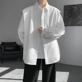 Sleek Drape Shirt Innovative Faux Two-Piece Design Modern Layered Look Stylish Comfortable Fabric Trendy Chic New Fashion Forwar