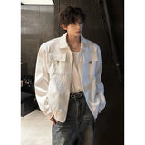 Men's Handsome Texture Jacket Spring New Korean Style Luxury Fashion Coat Pocket Design Trend Male Casual Jackets White/Black