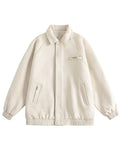 New Vintage Lapel Suede Bomber Jackets For Men Spring Casual Loose Zipper Cargo Jacket Hip Hop Fashion Y2K Cardigan Coats