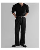 New American Fashion Men Henry Collar T-shirt Light Luxury Solid Color Long Sleeve Tops Leisure Light Business Basic Shirt M-3XL