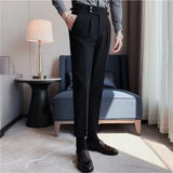 Men's Luxury Draped Baggy Suit Pants Casual Button-down Solid Color Straight Premium Elegant Dress Pants New