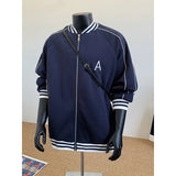 New Men's Casual Jacket Coat Embroidery Letter Logo Striped Patchwork College Baseball Jackets Zipper Outerwear Male Clothes
