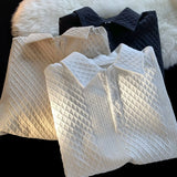 American Style Shoulder Polo Shirt Short Sleeved Men's Heavyweight Texture Collar T-shirt Design Versatile Seven Quarter Sleeves