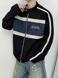 Retro Contrast Jacket Motorcycle Suit Suede Stand Collar Jacket Men's High-end Outdoor Niche Bomber Jacket Baseball Uniform Suit