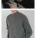 Korean Fashion Men Sweater Light Luxury Trendy Mock Neck Knitted Solid Color Pullover Premium Quality Long Sleeve Basic Knitwear