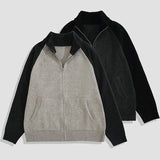 Autumn Men's Zipper Cardigan Jacket Casual Patchwork Stand Collar Long Sleeve Sweater Korean Premium Quality Knitted Outerwear