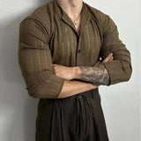 Spring Summer Korean Version Men's Shirt Round Neck Loose Casual Hollow Perspective Cardigan Men's Artistic Versatile Tops