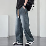 Summer Lyocell fabric Wide Leg Washing Jean Flap Pockets Lightweight Cargo Pants Men Street Trousers Loose Casual Thin Pant Big