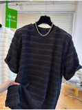 Light Luxury High-end Niche Texture T-shirt Men's Summer Handsome Short-sleeved Loose Fashionable Casual Bubble Yarn Top Chic