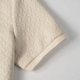 Spring Summer Mens High Quality Jacquard Polo Shirt Short Sleeve Heavyweight Casual T-shirt Turn-down Collar Fashion Button Up