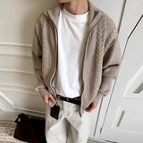 New Japanese Retro Men Cardigan Jacket Winter Light Luxury Trendy Turtleneck Knit Zip-up Long Sleeve Sweater Coat Premium Outfit