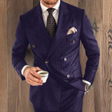 Black Stripe Men Suits Double Breasted Blazer Latest Coat Pant Designs Slim Fit 2 Piece Tuxedos Custom Made Groom Prom