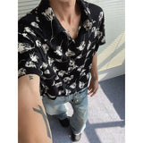 Summer Short Sleeved Shirt Men Retro Printed Shirt Men Streetwear Korean Loose Flower Shirt Mens Hawaiian Shirts Large Size 5XL