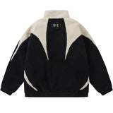 Winter Plush Jacket Parkas Streetwear Vintage Color Block Fuzzy Fluffy Plush Fleece Lambswool Coats Thicken Warm Padded Jackets
