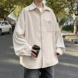 2025 Autumn Winter New Mens Long Sleeve Casual Corduroy Shirt Square Collar Loose Fit Classic Fashion Trendy Outdoor Comfort