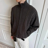 New Japanese Retro Men Cardigan Jacket Winter Light Luxury Trendy Turtleneck Knit Zip-up Long Sleeve Sweater Coat Premium Outfit