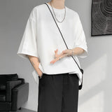Men Summer Buttons Decor T shirt Hip Hop Streetwear Fashion T-Shirts Oversized Top Tees Mens Casual O-Neck Half Sleeve T Shirt