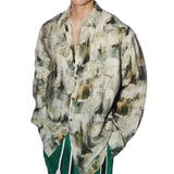 Spring New Casual Mens Long Sleeve Shirt Vacation Beach Leisure Breathable Shirts For Men Stylish Tie-dye Printing Shirts