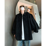Corduroy Printed Work Shirts Men's Single Breasted Casual Jacket Coats Men Korean Fashion Cityboy Long-sleeve Simple Shirt