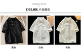 Summer Short-sleeved Shirt Men's New Chinese Men's National Trend Shirt Loose Large Size Metal Button Couple's Top Aesthetic