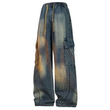 Summer Wide Leg Washing Jean Flap Pockets Lightweight Cargo Pants Men Street Trousers Loose Casual Thin Summer Pant Big Size 8xl