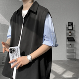 Summer Short Sleeved Shirt Men Oversized Society Mens Black Dress Shirt Korean Loose Casual White Shirt Mens Striped Shirts