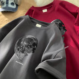 Men's T-shirts Oversized 5XL Cotton T Shirt White for Men Casual Summer Wear Planet Print Tee Shirts Men Clothing Big Size