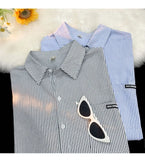 Japanese Striped Fashionable Short-sleeved Shirt Men Summer Thin Fashion Loose and Versatile Student Casual Shirt Aesthetic