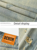 Wide Leg Jeans Men Hole Japanese Style Washed Loose Ankle Length Spring Bleached Ripped High Waist Youthful Vitality Stylish