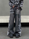 Ropa Y2K Streetwear Star Patch Embroidery Baggy Stacked Jeans Pants For Men Clothes Wide Leg Old Straight Denim Trousers