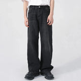 Men Classic Straight Leg Casual Jeans Male Brand Wide Leg Black Denim Pants Simple Vintage Outside High Street Denim Trousers