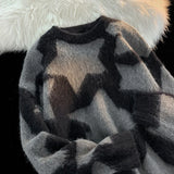 Men's Star Pullover Sweater Knit Women's Loose Autumn Winter Couple Knitted Round Neck Long Sleeves Casual Sweaters Tops