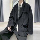 New Men's Academic stylec Long Sleeves Casual Cotton Blend Loose Single Breasted Suit Jacket Coat Solid Color Blazers Oversize