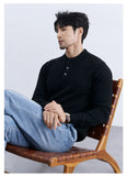 New Fashion Men Henry Sweater Light Luxury Knitted Solid Color Long Sleeve Pullover Premium Quality Skin-friendly Knitwear M-3XL