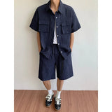 Summer Set Men Fashion Shorts Short Sleeved Shirt Set Men Streetwear Korean Loose Casual Sets Mens Clothing Large Size 5XL