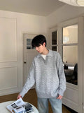 Korean style spring and autumn men and women trendy street collar pullover sweater for couples loose retro street casual simple